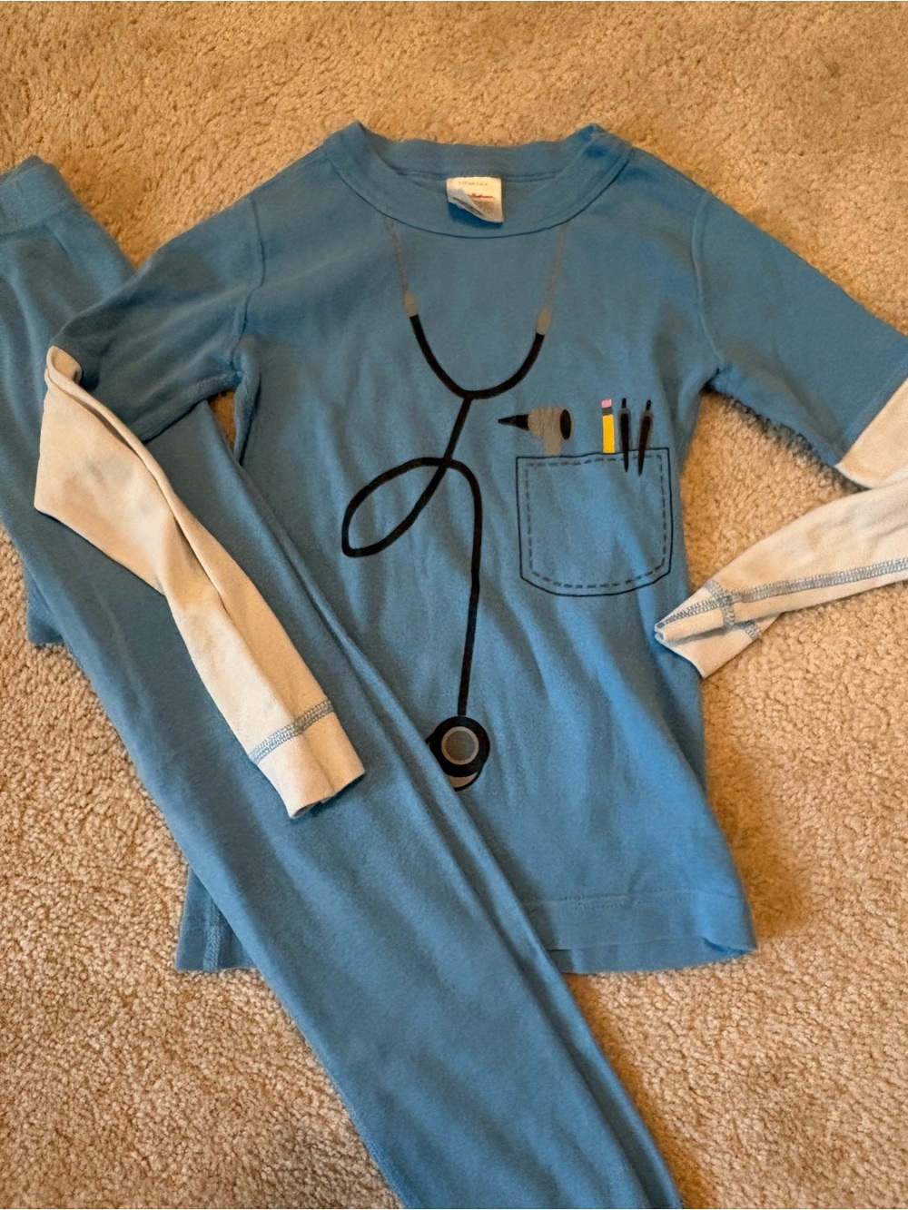 Hanna Andersson Blue Long Sleeve Doctor Stethoscope Pajama Set